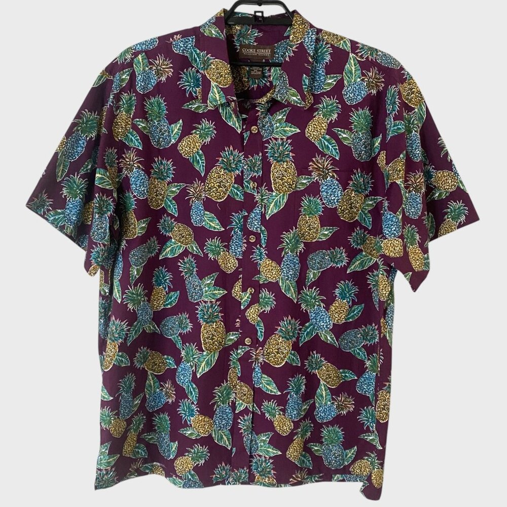 Cooke Street Pineapple Printed Hawaiian Shirt Men's XXL Short-Sleeve Button-Up